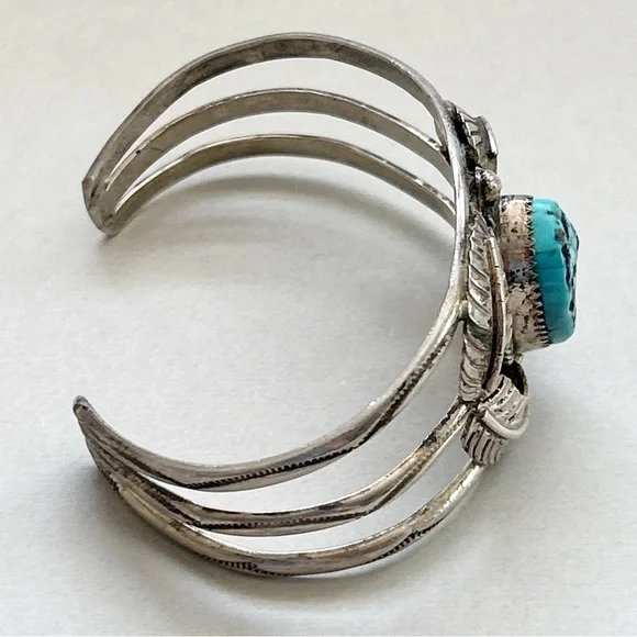 Vintage Jefferson Lee Navajo Turquoise Sterling Silver Cuff Bracelet - Picture 11 of 14